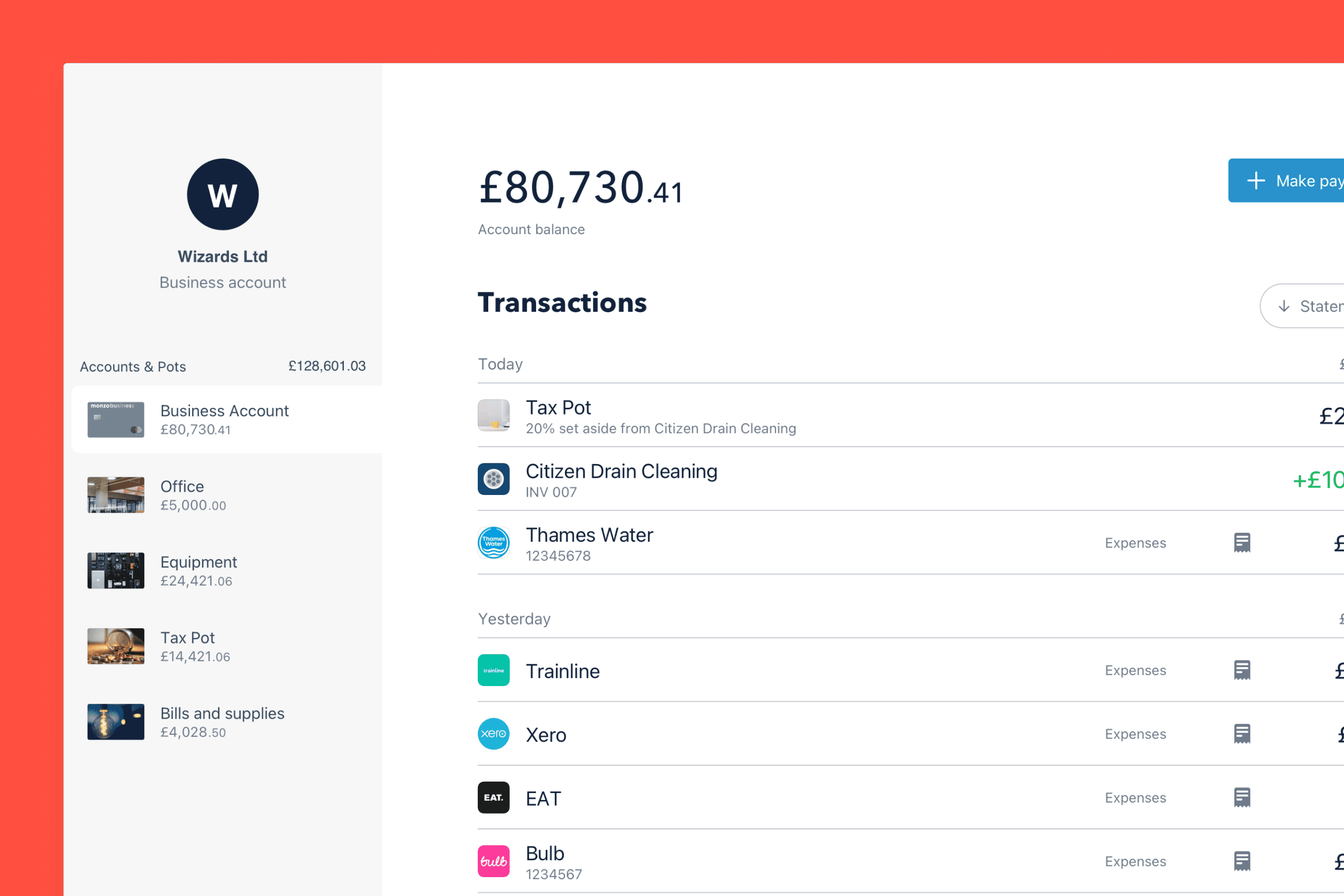 Monzo Business web app